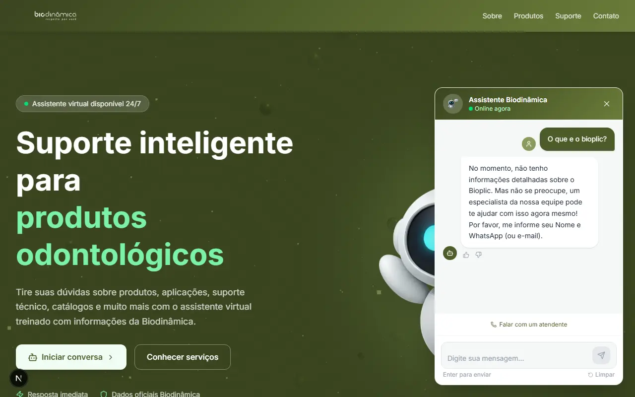 Assistente virtual com IA integrado ao site institucional